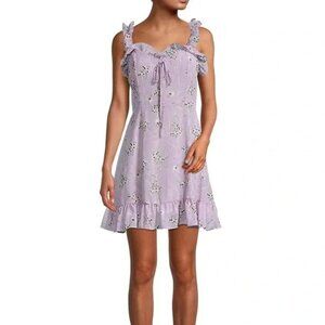 Avantlook Purple Floral Ruffle Mini Dress